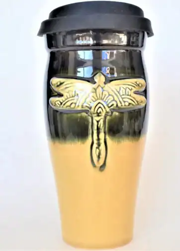 Dragonfly Large 24 oz Pottery Travel Mug
