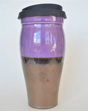 Smooth Glazed 24 oz Travel Coffee Mug - Purple and Bronze