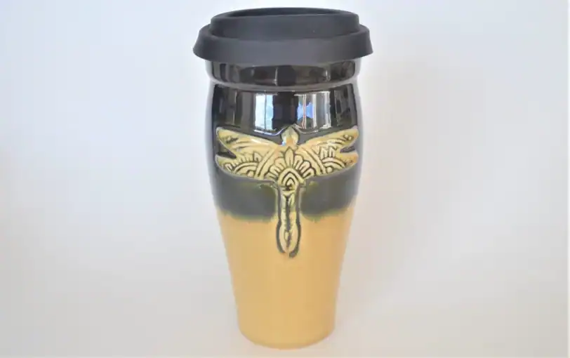 Dragonfly Large 24 oz Pottery Travel Mug - Image 4