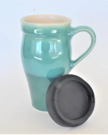 Split Dipped 16 oz Ceramic Travel Mug - Green