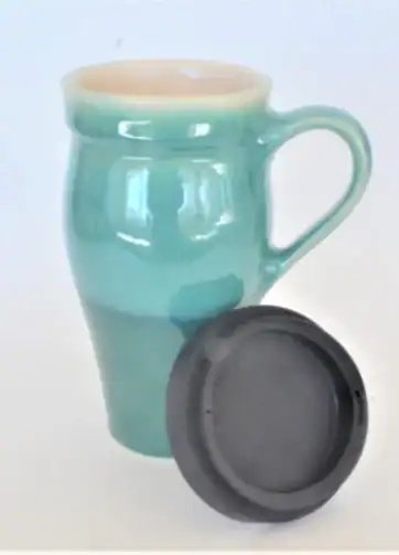 Split Dipped 16 oz Ceramic Travel Mug - Green