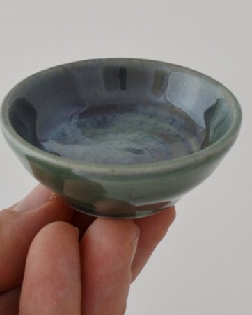 Miniature Tiny Hand-thrown Bowl, 3/4" tall - Green and Blue