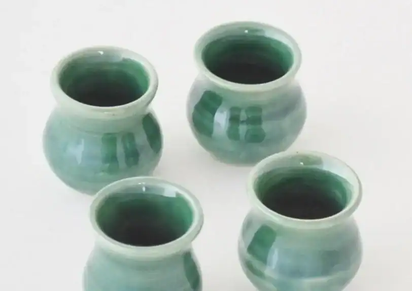 Green Miniature Pot, Tiny Hand Thrown Bowl - Image 4