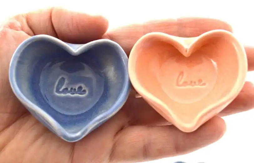 Miniature Tiny Heart Dish with Love Stamp, 2" x 3/4" - Image 2