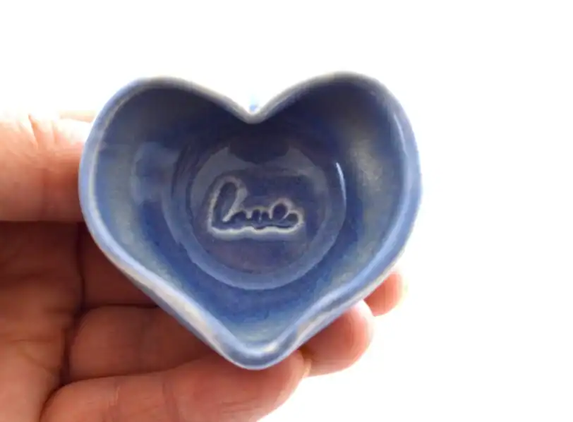 Miniature Tiny Heart Dish with Love Stamp, 2" x 3/4" - Image 4