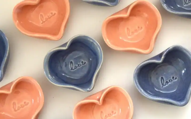 Miniature Tiny Heart Dish with Love Stamp, 2" x 3/4"