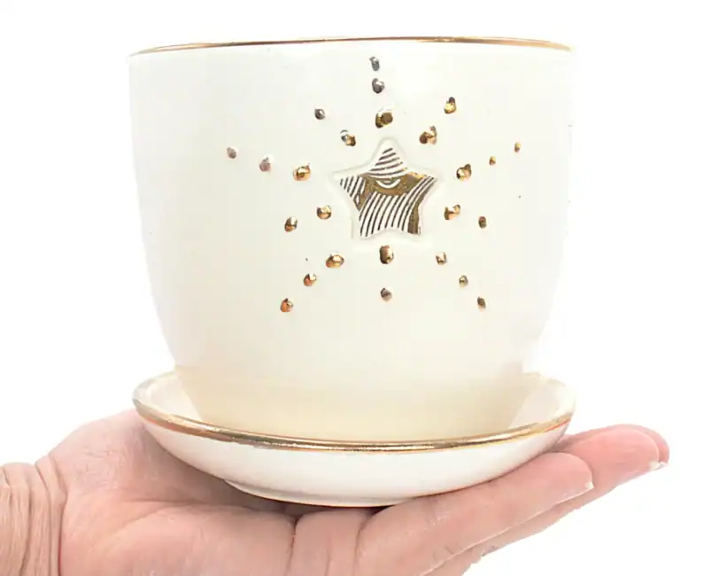 Small 22K Gold and White Planter & Flowerpot - Image 2