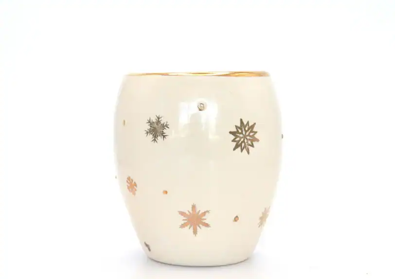 Winter Stemless Wine Glass with Gold 22K Snowflakes - Image 6
