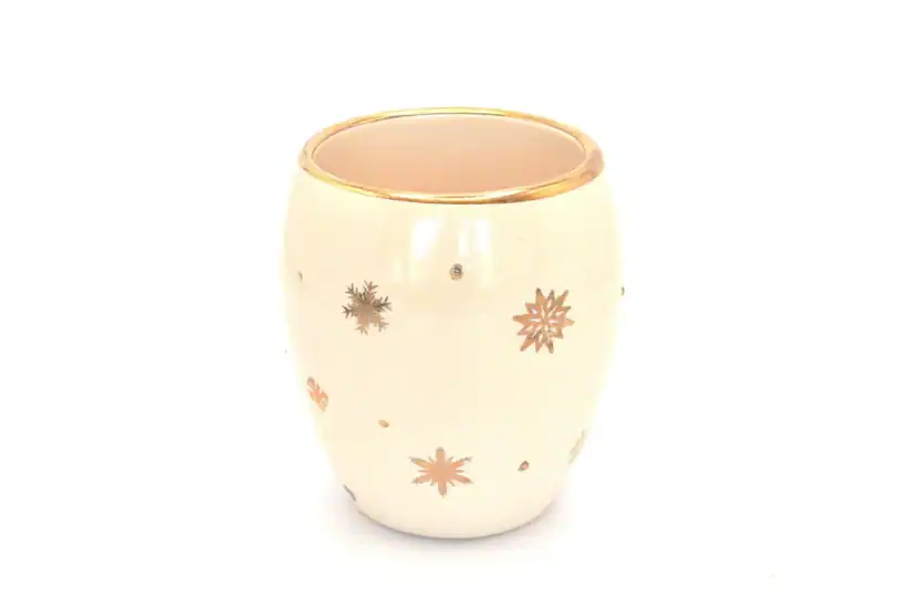 Winter Stemless Wine Glass with Gold 22K Snowflakes - Image 4
