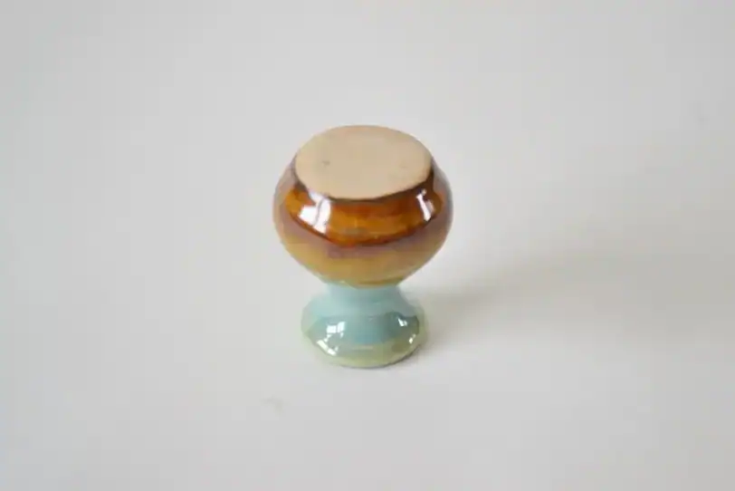 Brown Green Miniature Vase, Hand-Thrown Miniature Pottery, 1 1/2" tall - Image 3