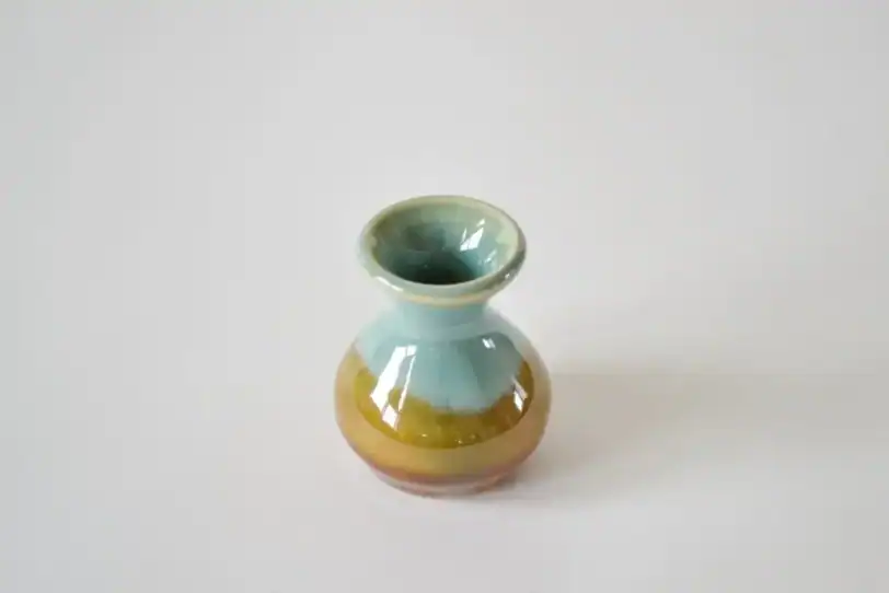 Brown Green Miniature Vase, Hand-Thrown Miniature Pottery, 1 1/2" tall - Image 4