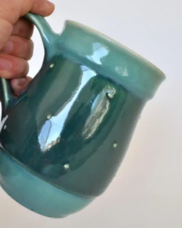 Spotted Glazed 14 oz Travel Mug - Teal
