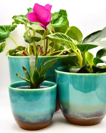 Ceramic Planter, Colorful Glazed Flowerpot