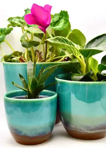 Ceramic Planter, Colorful Glazed Flowerpot