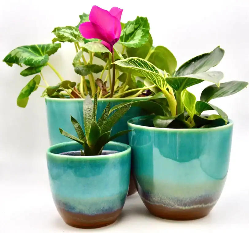 Ceramic Planter, Colorful Glazed Flowerpot