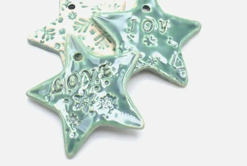 Set of 3 Ceramic Star Holiday Ornaments & Gift Tags - Image 8