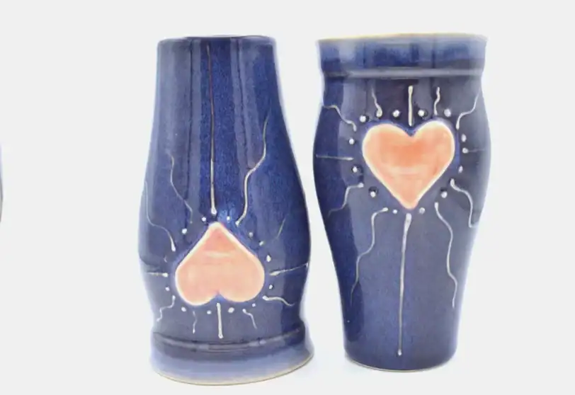 16 oz. Blue Heart Ceramic Travel Mug - Image 4