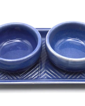 Set of 2 Mezcal Copitas with Serving Tray - Indigo Blue