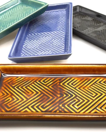 Handmade Rolling Tray, Ceramic Copitas Flight Tray - Black