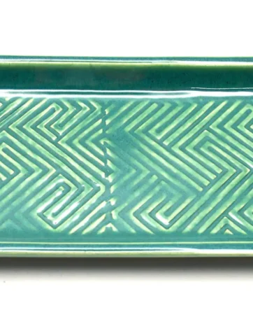 Handmade Rolling Tray, Ceramic Copitas Flight Tray - Glassy Green