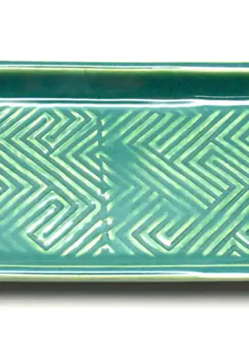 Handmade Rolling Tray, Ceramic Copitas Flight Tray - Glassy Green