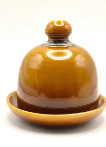 Pottery Watering Bell with Catch Dish - Brown