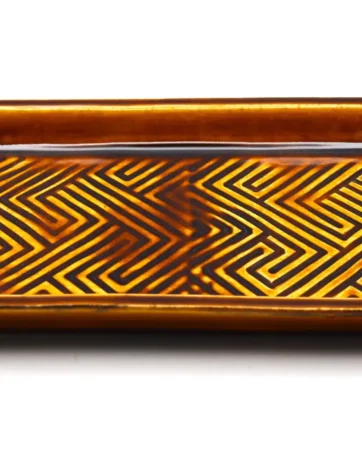 Handmade Rolling Tray, Ceramic Copitas Flight Tray - Brown