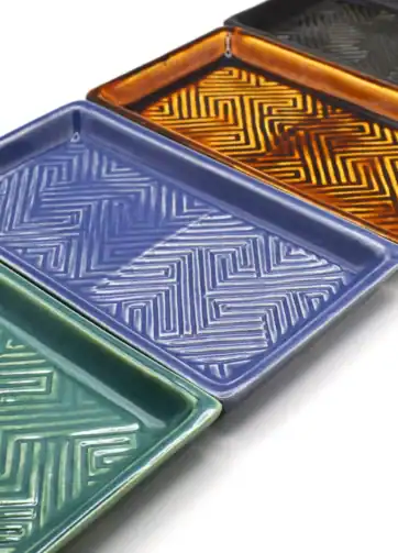 Handmade Rolling Tray, Ceramic Copitas Flight Tray - Indigo Blue