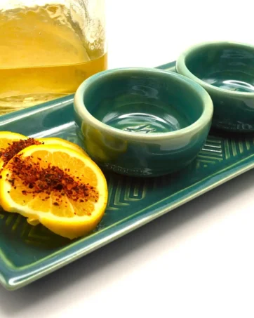 Set of 2 Mezcal Copitas with Serving Tray - Glassy Green