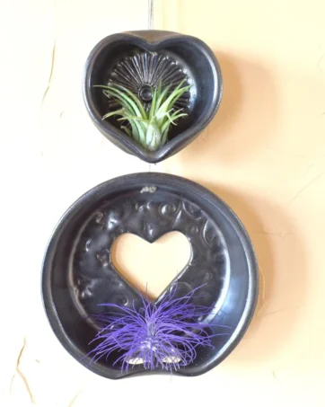 Hanging Ceramic Air Plant Pot, Personalized Wall Vase - Planter Set