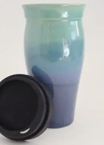 Smooth Glazed 24 oz Travel Coffee Mug - Green and Blue