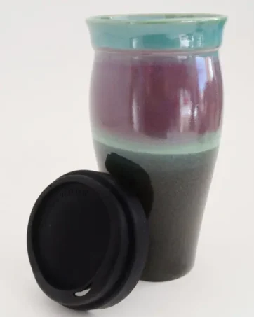 Smooth Glazed 24 oz Travel Coffee Mug - Green Purple Black