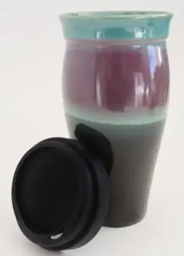 Smooth Glazed 24 oz Travel Coffee Mug - Green Purple Black