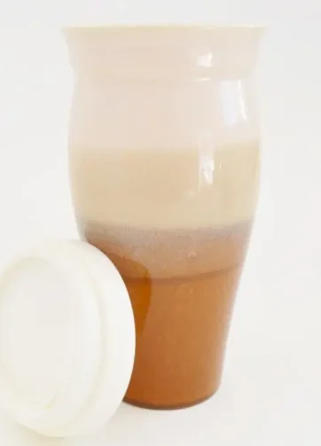 Smooth Glazed 24 oz Travel Coffee Mug - Brown and Cream