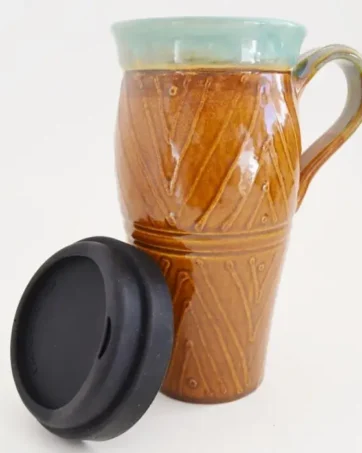 Slip-Design 24 oz To-Go Travel Mug - Teal and Brown