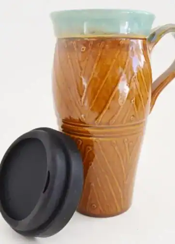 Slip-Design 24 oz To-Go Travel Mug - Teal and Brown