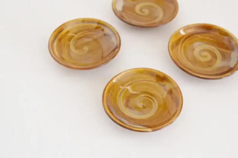 Miniature Hand-Thrown Tiny Plate with Spiral, 2 1/2"