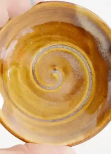 Miniature Hand-Thrown Tiny Plate with Spiral, 2 1/2" - Brown