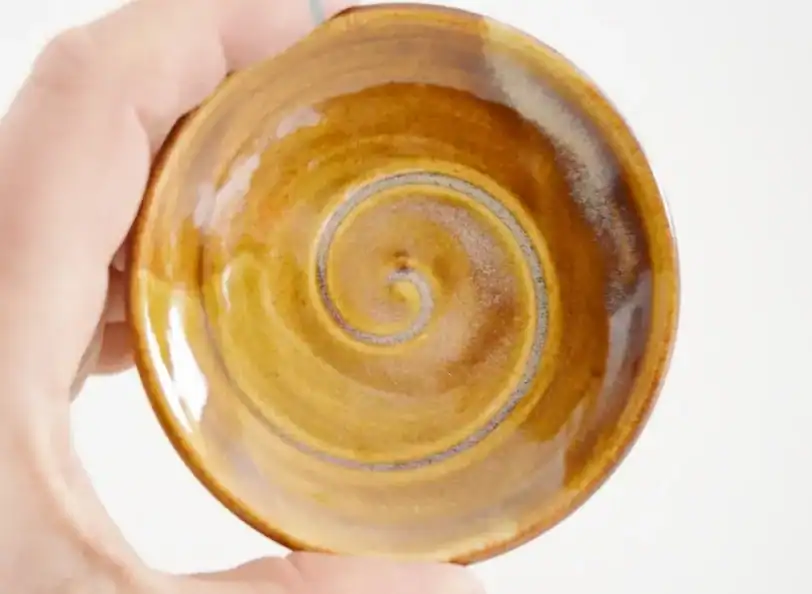 Miniature Hand-Thrown Tiny Plate with Spiral, 2 1/2" - Image 4