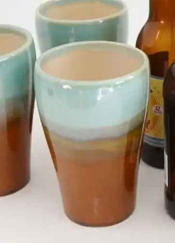 Glazed Beer Stein 16 oz Pint Glass - Green and Brown