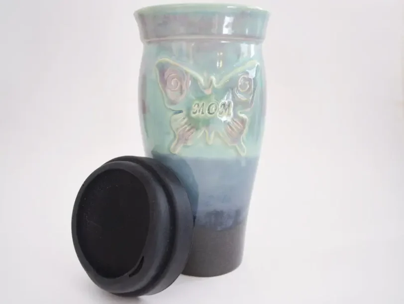 "Mom" 24 oz Butterfly Travel Mug