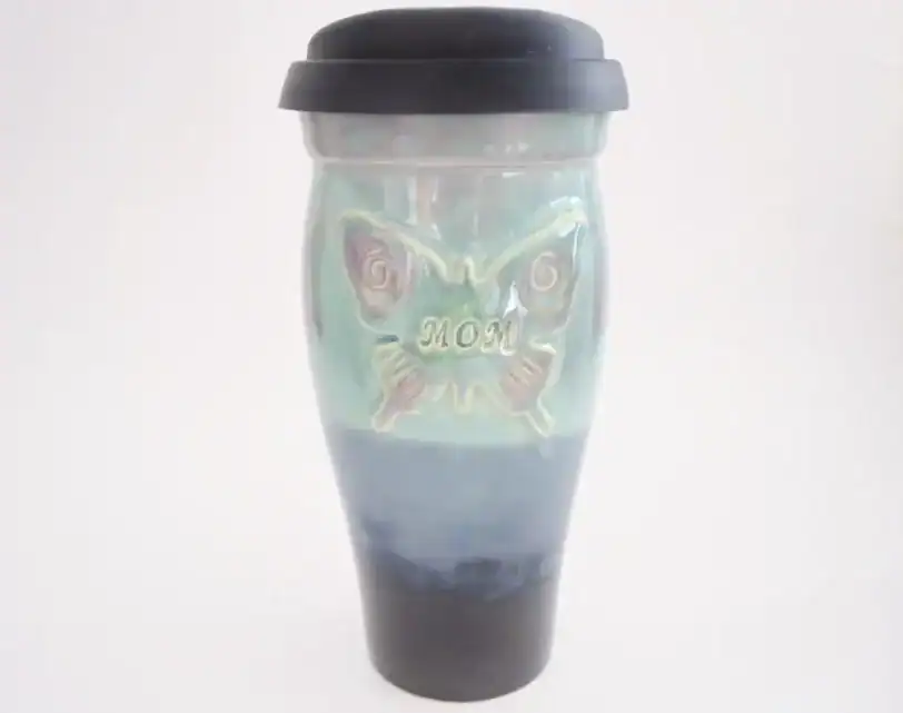"Mom" 24 oz Butterfly Travel Mug - Image 2