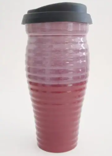 Handcrafted Ribbed Ceramic Travel Mug 24 oz - Pansy Purple
