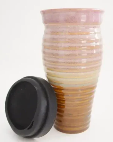 ribbed ceramic travel mug