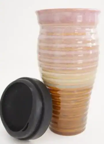 Handcrafted Ribbed Ceramic Travel Mug 24 oz